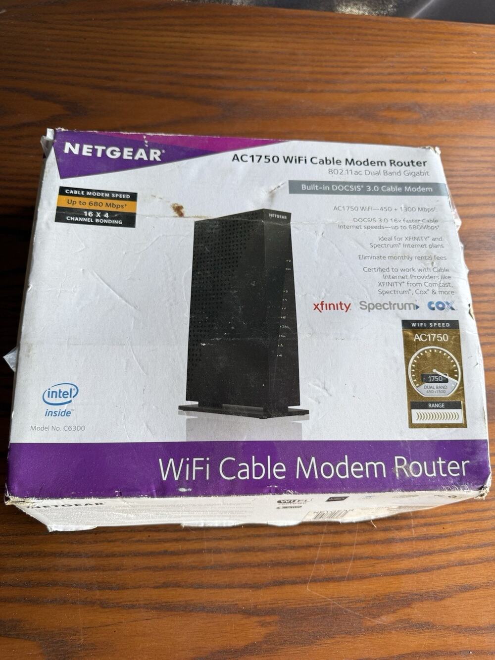 NETGEAR AC1750 Wifi Cable Modem 680 Mbps 4 Port Gigabit Wireless AC Router C6300
